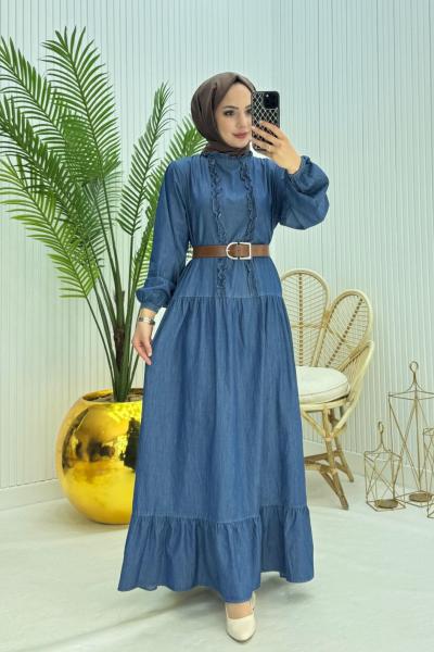 Umay Tesettür Elbise Mavi