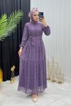 Mery Tesettür Elbise Mor