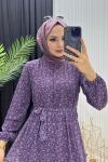 Mery Tesettür Elbise Mor