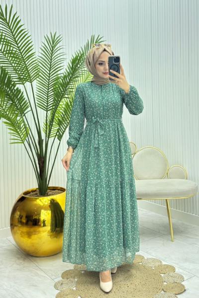 Meryy Tesettür Elbise Yeşil