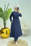 Ribanalı Tesettür Takım Lacivert