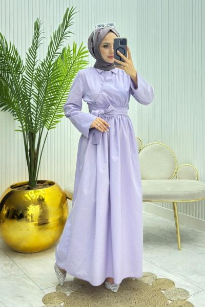 Duha Tesettür Elbise Lila