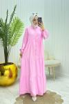 Bal Tesettür Elbise Pembe
