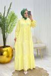 Bal Tesettür Elbise Sarı