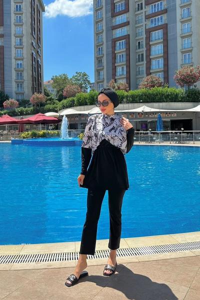 Tesettür Mayo Siyah Beyaz