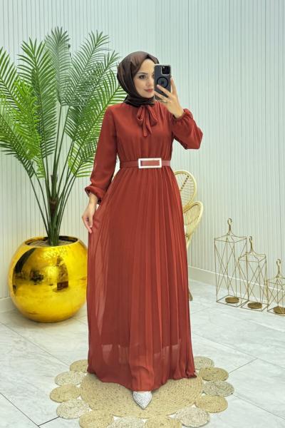 Piliseli Tesettür Elbise Tarçın