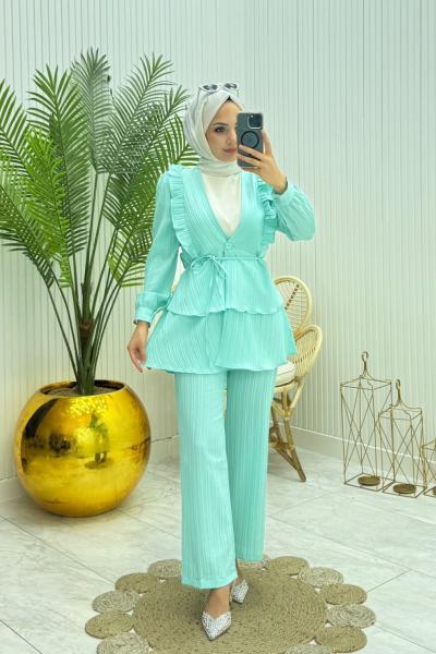 Akordion Takım Mint Yeşili