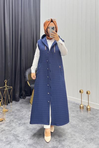 Kapitone Yelek Lacivert