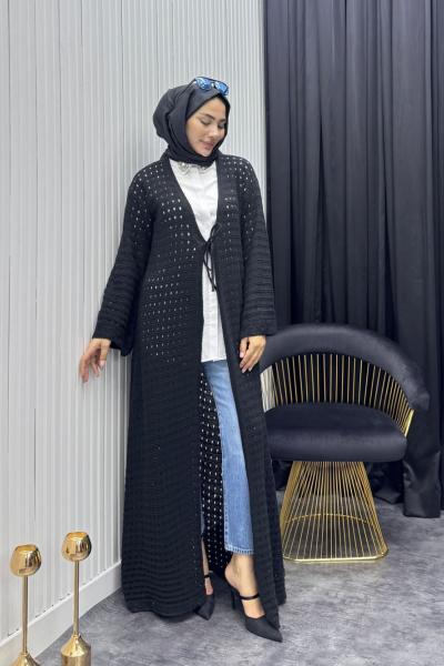 File Detay Hırka Siyah