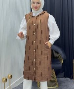 Püskül Detay Yelek Kahverengi  Kahverengi