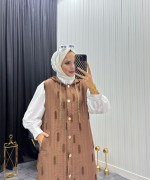 Püskül Detay Yelek Kahverengi  Kahverengi