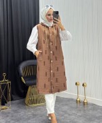 Püskül Detay Yelek Kahverengi  Kahverengi