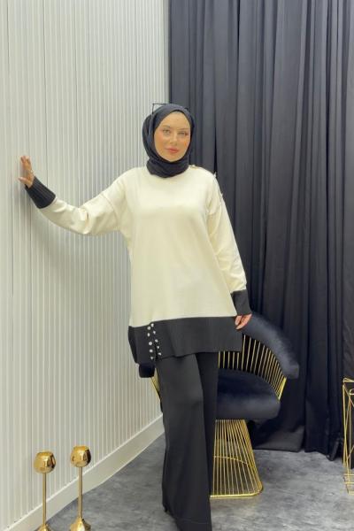 Esma Takım Ekru Siyah