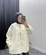 Peluş Mont Siyah Beyaz