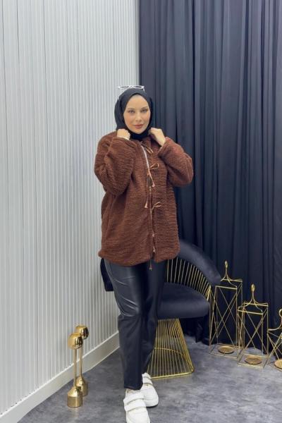 Peluş Mont Kahverengi