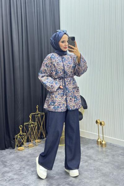 Etnik Desen Ceket Lacivert