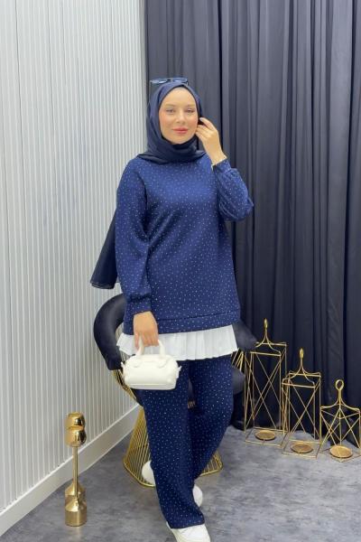 Taşlı Takım Lacivert