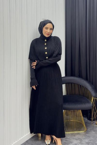 Pelerin Elbise Siyah