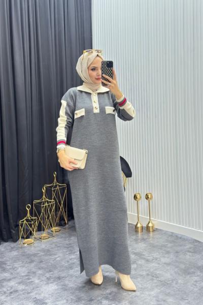 Züleyha Elbise Gri