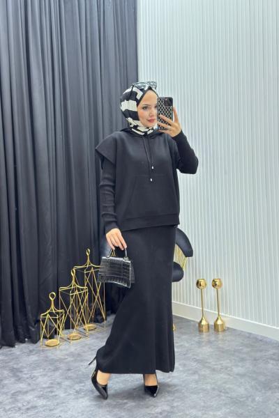 Süveterli Elbise Siyah