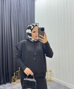 Süveterli Elbise Siyah Siyah