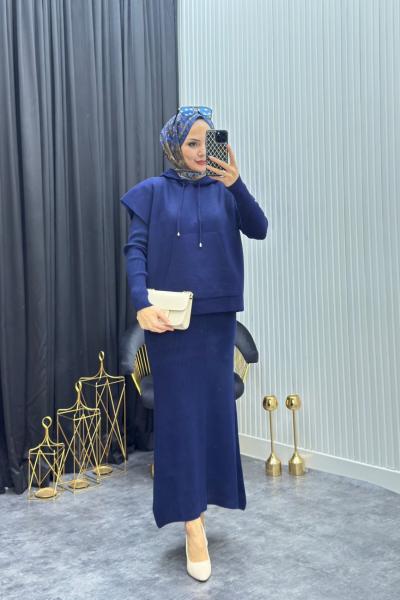 Süveterli Elbise Lacivert