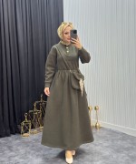 Çantalı Elbise Haki Haki
