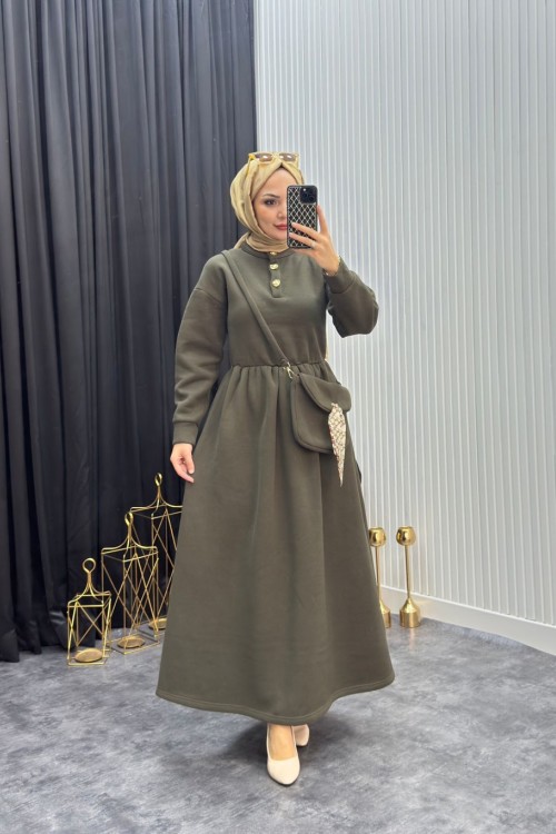 Çantalı Elbise Haki