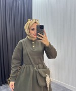 Çantalı Elbise Haki Haki