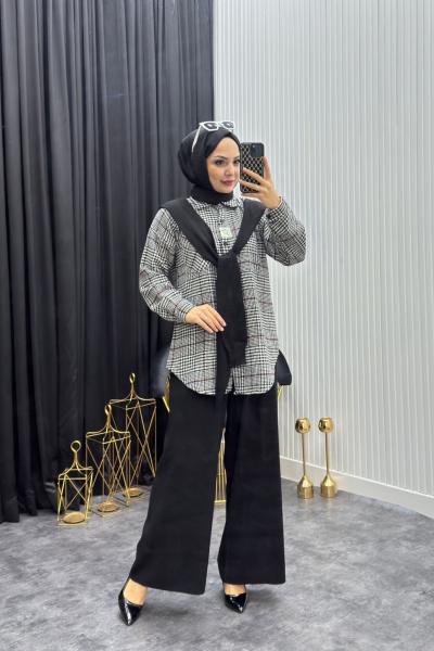 Atkı Detay Takım Siyah