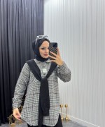 Atkı Detay Takım Siyah Siyah