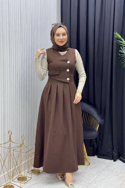 İsabel Elbise Takım Kahverengi