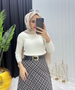 Büyük Beden Etek Kahverengi Kahverengi