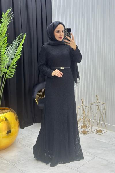 Dantel Elbise Siyah