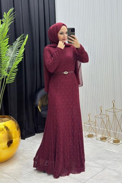 Dantelli Elbise Bordo