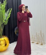 Dantelli Elbise Bordo Bordo