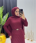 Dantelli Elbise Bordo Bordo