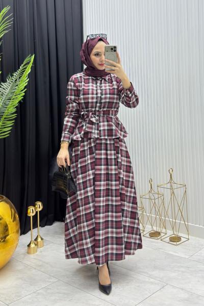 Premium Ekose Takım Bordo