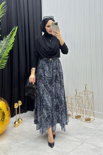 Zarif Şifon Takım Gri