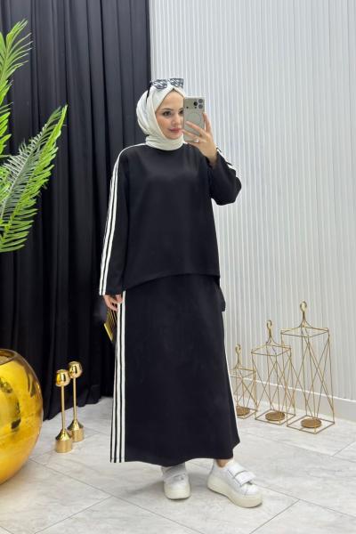 Şeritli Takım Siyah