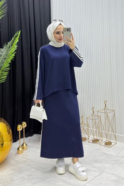 Şeritli Takım Lacivert