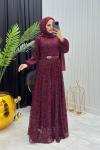 Gonca Dantel Elbise Bordo