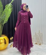 Piliseli Etekli Takım Bordo Bordo