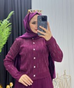 Piliseli Etekli Takım Bordo Bordo