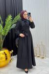 Fular Detay Elbise Siyah