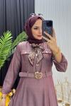 Fular Detay Elbise Bordo