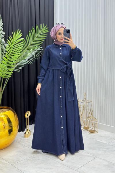 Bağlamalı Elbise Lacivert