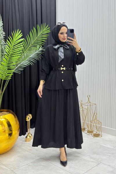 Fular Detay Takım Siyah