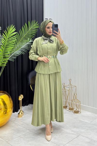 Fular Detay Takım Yeşil