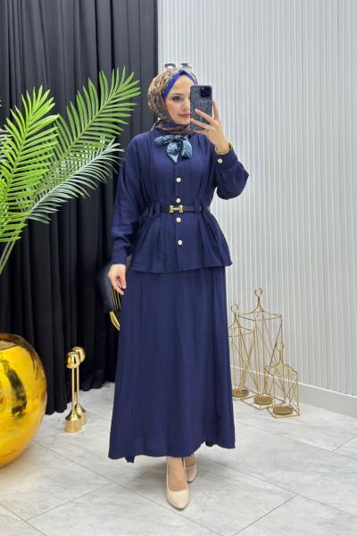 Fular Detay Takım Lacivert